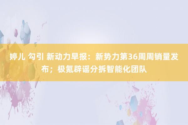 婷儿 勾引 新动力早报：新势力第36周周销量发布；极氪辟谣分拆智能化团队