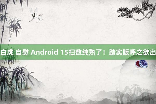 白虎 自慰 Android 15扫数纯熟了！踏实版呼之欲出