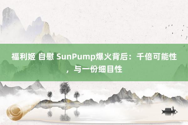 福利姬 自慰 SunPump爆火背后：千倍可能性，与一份细目性