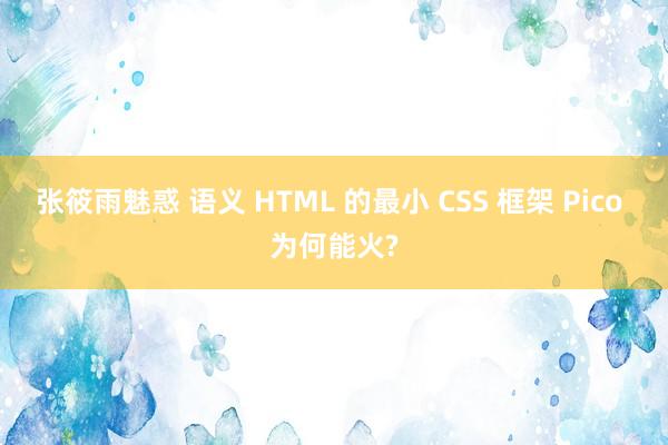 张筱雨魅惑 语义 HTML 的最小 CSS 框架 Pico 为何能火?