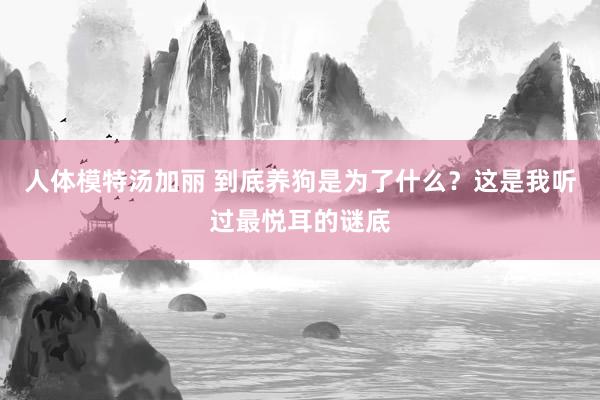 人体模特汤加丽 到底养狗是为了什么？这是我听过最悦耳的谜底