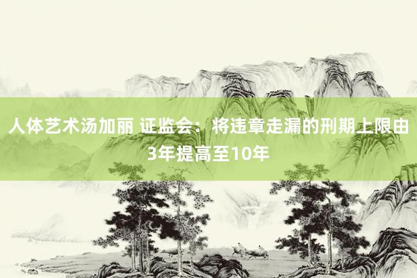 人体艺术汤加丽 证监会：将违章走漏的刑期上限由3年提高至10年