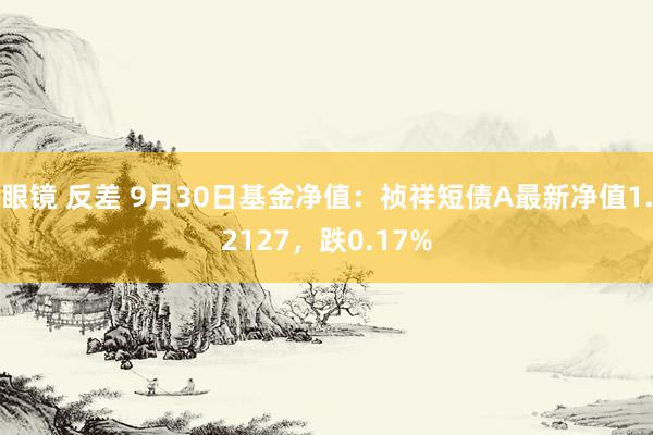 眼镜 反差 9月30日基金净值：祯祥短债A最新净值1.2127，跌0.17%