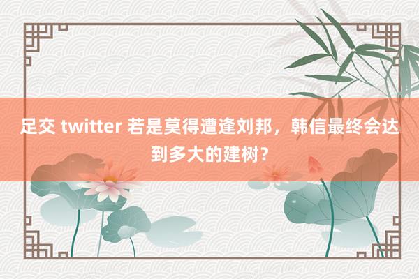 足交 twitter 若是莫得遭逢刘邦，韩信最终会达到多大的建树？