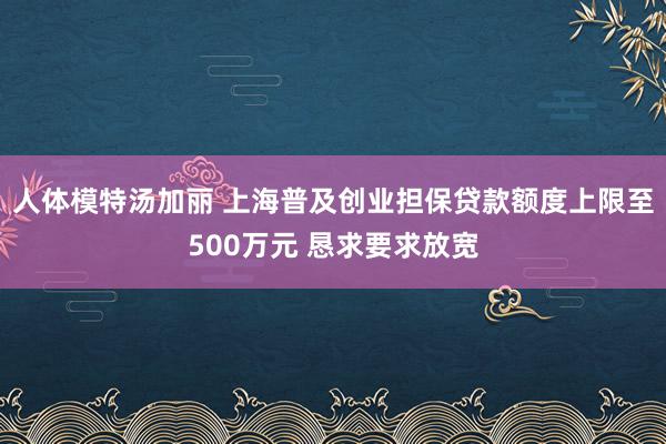 人体模特汤加丽 上海普及创业担保贷款额度上限至500万元 恳求要求放宽