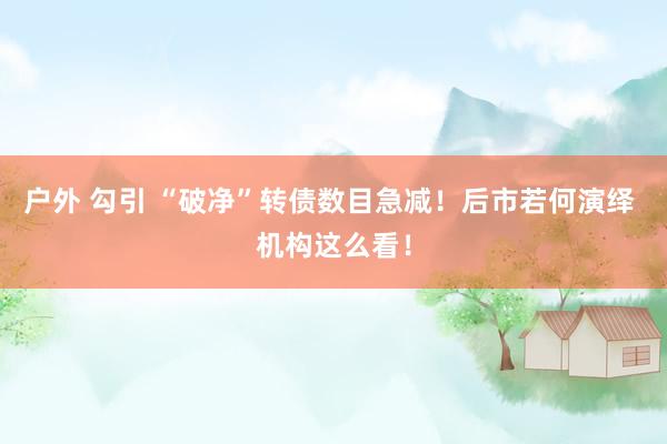 户外 勾引 “破净”转债数目急减！后市若何演绎 机构这么看！