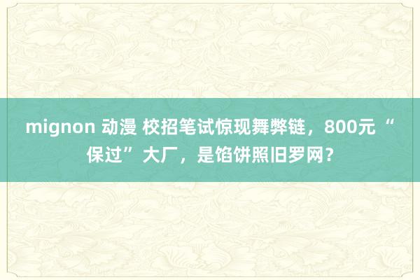 mignon 动漫 校招笔试惊现舞弊链，800元 “保过” 大厂，是馅饼照旧罗网？