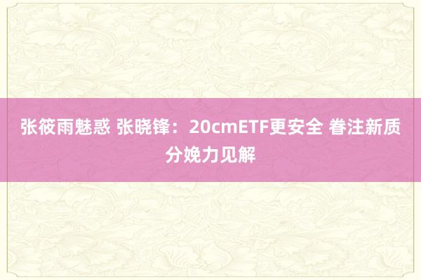 张筱雨魅惑 张晓锋：20cmETF更安全 眷注新质分娩力见解