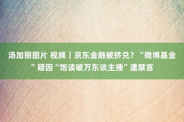 汤加丽图片 视频｜京东金融被挤兑？“微博基金”疑因“饱读破万东谈主捶”遭禁言