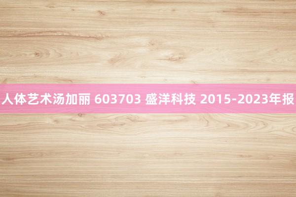 人体艺术汤加丽 603703 盛洋科技 2015-2023年报