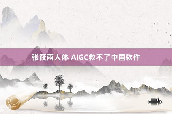 张筱雨人体 AIGC救不了中国软件