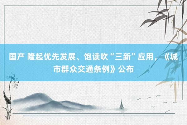 国产 隆起优先发展、饱读吹“三新”应用，《城市群众交通条例》公布