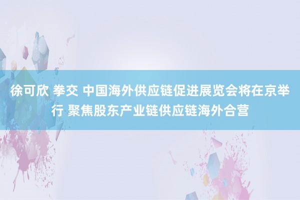 徐可欣 拳交 中国海外供应链促进展览会将在京举行 聚焦股东产业链供应链海外合营