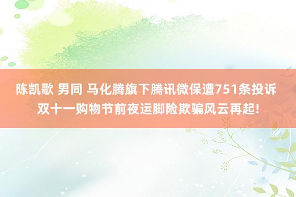 陈凯歌 男同 马化腾旗下腾讯微保遭751条投诉 双十一购物节前夜运脚险欺骗风云再起!