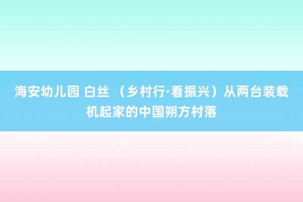 海安幼儿园 白丝 （乡村行·看振兴）从两台装载机起家的中国朔方村落