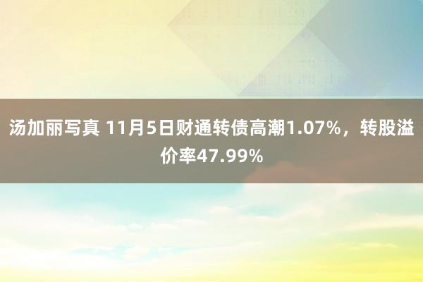 汤加丽写真 11月5日财通转债高潮1.07%，转股溢价率47.99%