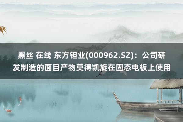 黑丝 在线 东方钽业(000962.SZ)：公司研发制造的面目产物莫得凯旋在固态电板上使用