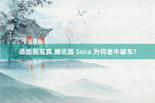 汤加丽写真 腾讯版 Sora 为何老牛破车?