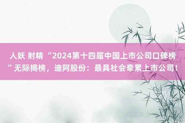 人妖 射精 “2024第十四届中国上市公司口碑榜”无际揭榜，迪阿股份：最具社会牵累上市公司！