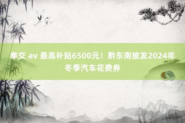 拳交 av 最高补贴6500元！黔东南披发2024年冬季汽车花费券