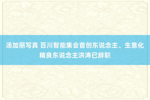 汤加丽写真 百川智能集会首创东说念主、生意化精良东说念主洪涛已辞职