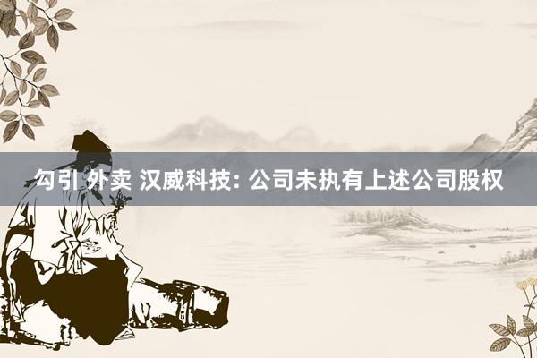 勾引 外卖 汉威科技: 公司未执有上述公司股权