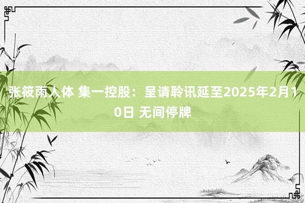 张筱雨人体 集一控股：呈请聆讯延至2025年2月10日 无间停牌