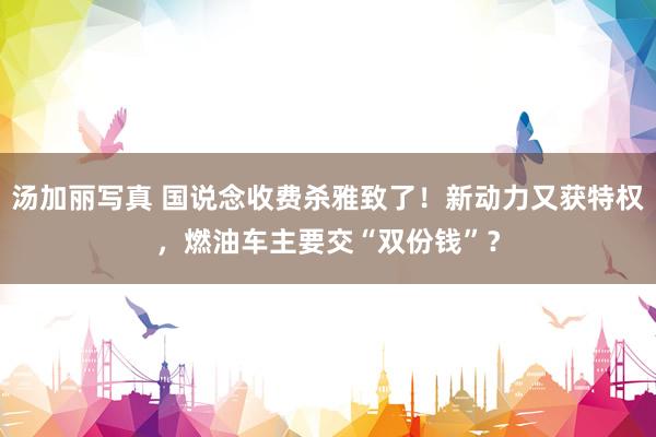 汤加丽写真 国说念收费杀雅致了！新动力又获特权，燃油车主要交“双份钱”？