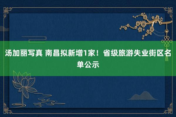 汤加丽写真 南昌拟新增1家！省级旅游失业街区名单公示