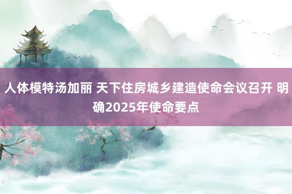 人体模特汤加丽 天下住房城乡建造使命会议召开 明确2025年使命要点