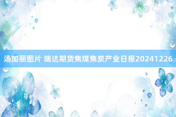 汤加丽图片 瑞达期货焦煤焦炭产业日报20241226