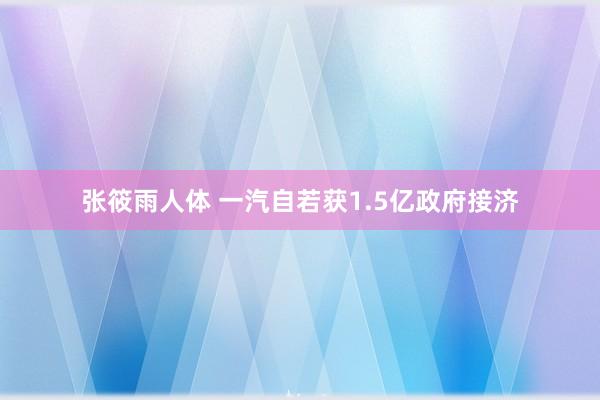 张筱雨人体 一汽自若获1.5亿政府接济