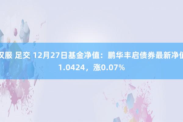 汉服 足交 12月27日基金净值：鹏华丰启债券最新净值1.0424，涨0.07%