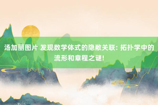 汤加丽图片 发现数学体式的隐敝关联: 拓扑学中的流形和章程之谜!