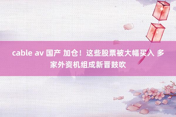 cable av 国产 加仓！这些股票被大幅买入 多家外资机组成新晋鼓吹