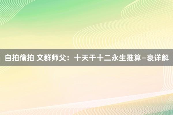 自拍偷拍 文群师父：十天干十二永生推算—衰详解