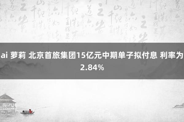 ai 萝莉 北京首旅集团15亿元中期单子拟付息 利率为2.84%