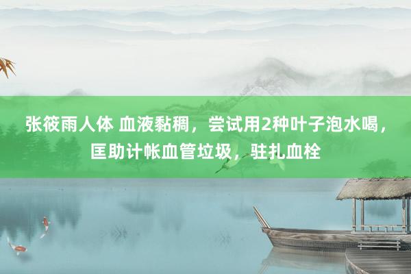 张筱雨人体 血液黏稠，尝试用2种叶子泡水喝，匡助计帐血管垃圾，驻扎血栓