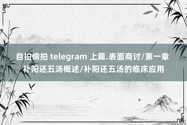 自拍偷拍 telegram 上篇.表面商讨/第一章 补阳还五汤概述/补阳还五汤的临床应用