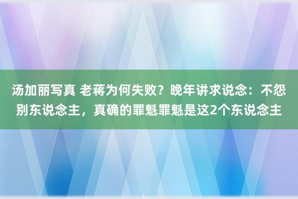 汤加丽写真 老蒋为何失败？晚年讲求说念：不怨别东说念主，真确的罪魁罪魁是这2个东说念主